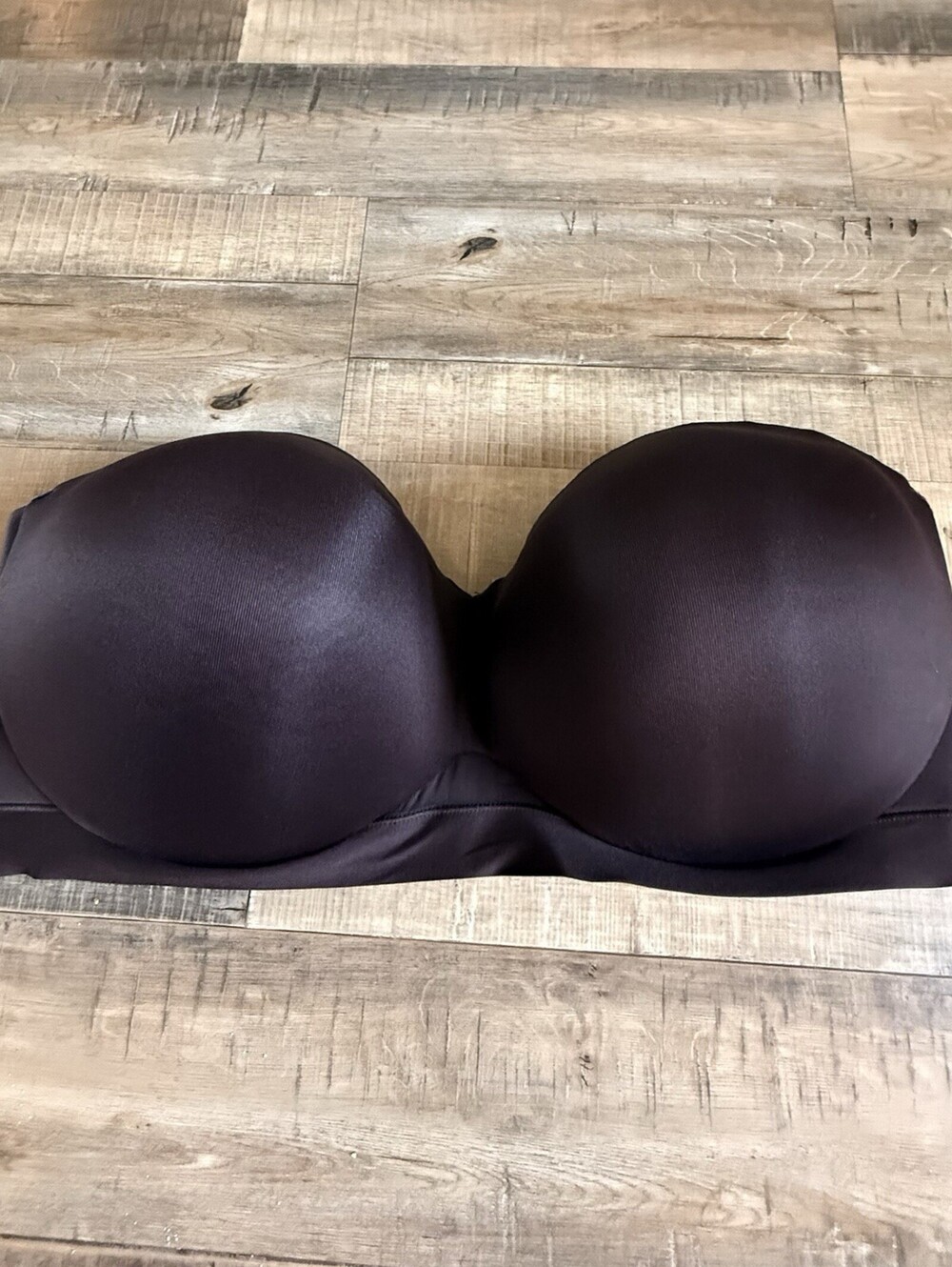 Cacique Strapless Boost Bra 42H Brown Smooth Underwire- No Straps